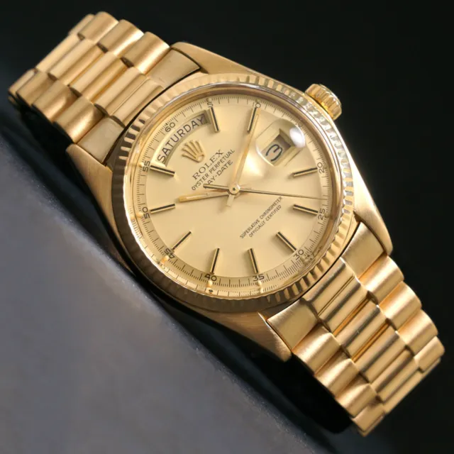 Stunning 1977 Rolex 1803 Day Date President Solid 18K Yellow Gold 36mm Watch