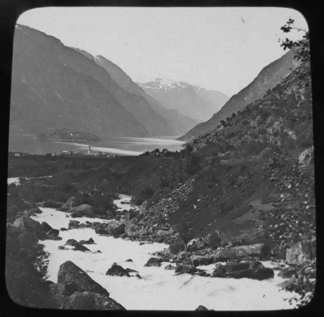 Glas Magic Laterne Rutsche ODDE & HARDANGER FJORD C1910 NORWEGEN