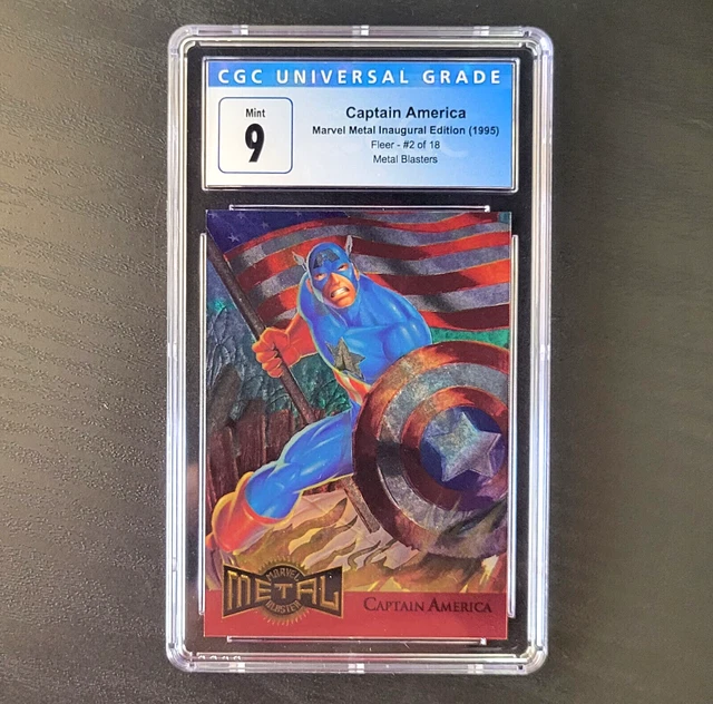 1995 Fleer Marvel Metal CGC 9 Captain America #2 of 18 Metal Blasters Card PSA