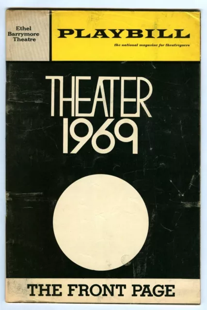 Vintage 1969 The FRONT PAGE at Ethel Barrymore Theatre BROADWAY Playbill!