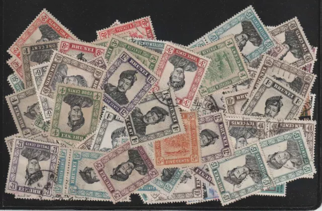 D5777: (80) Früher Brunei Briefmarken, Gebraucht; Unchecked