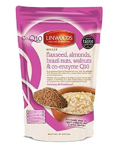 Linwoods Semi di lino Biologici Mandorle Noci del Brasile Noci Coenzima Q10 200Gx3