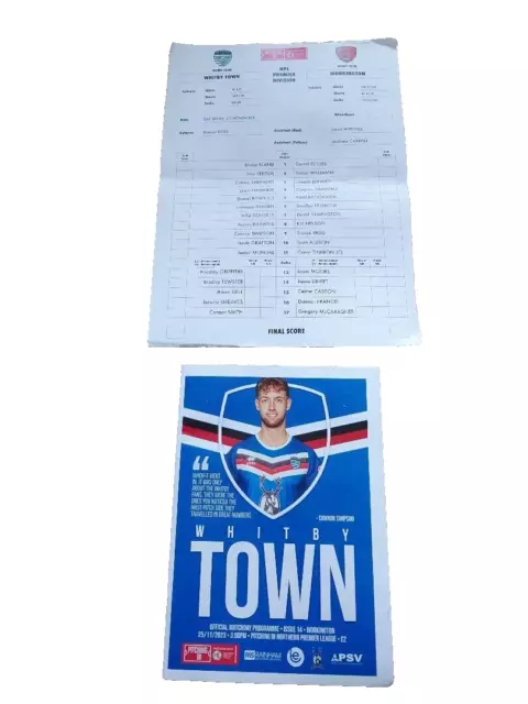 Whitby Town v. Workington 25/11/23 NPL Premier Division inc. team sheet