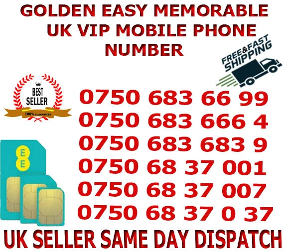 Golden Easy Memorable Uk Vip Mobile Phone Number / Platinum Sim  Ee Network B 25
