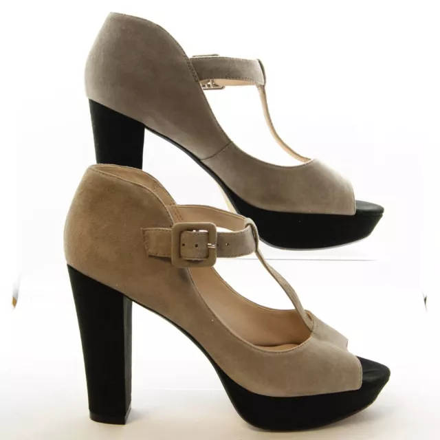 CLARKS SANGRIA MOON Mushroom Beige Suede Leather Block Heels Size 6 9.99 PicClick UK