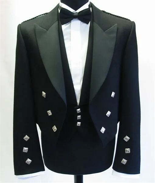 Men's Traditional Highland Dress Prince Charlie Jacket & Waistcoat Set-100% Wool