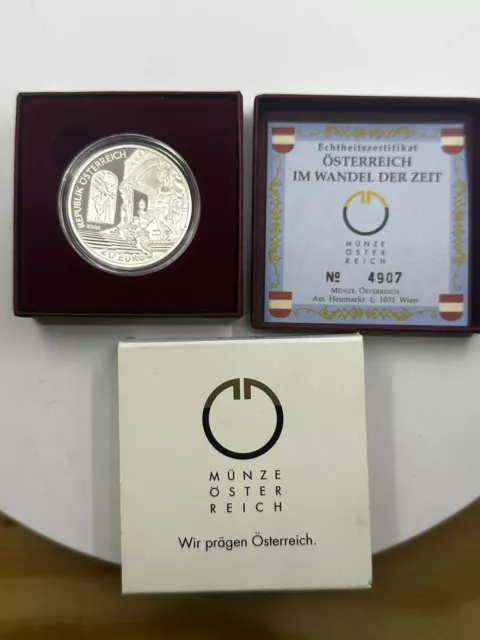 2002 Austria 20 euros Die Barockzeit Proof moneda de plata .900