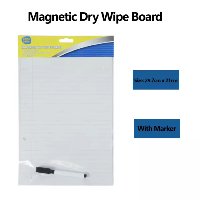 Magnetic Dry Wipe Board Backing White Memo Notes Planner Home Office Shop List