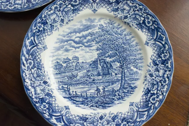 Set of 2 plates vintage Grindley "Homeland" blue-white dinner plate, made in Eng