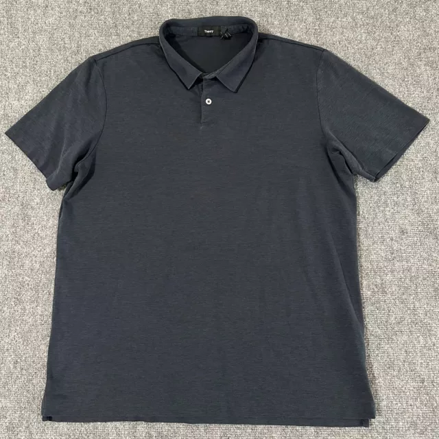 Theory Polo Shirt Mens Size XL Blue Collar Short Sleeve