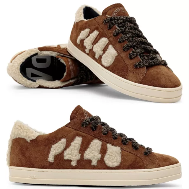 P448 John Faux Shearling SNEAKERS Shoes Size 39 8.5 9 Salvia Brown NEW $315