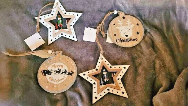 Xmas Tree Decorations- Round - Star- Nut Cracker - Reindeer- Nordic Xmas