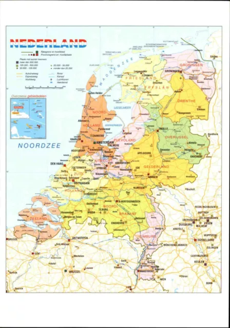 Postkarte Niederlande Holland Landkarte Map Ansichtskarte Postcard ungebraucht