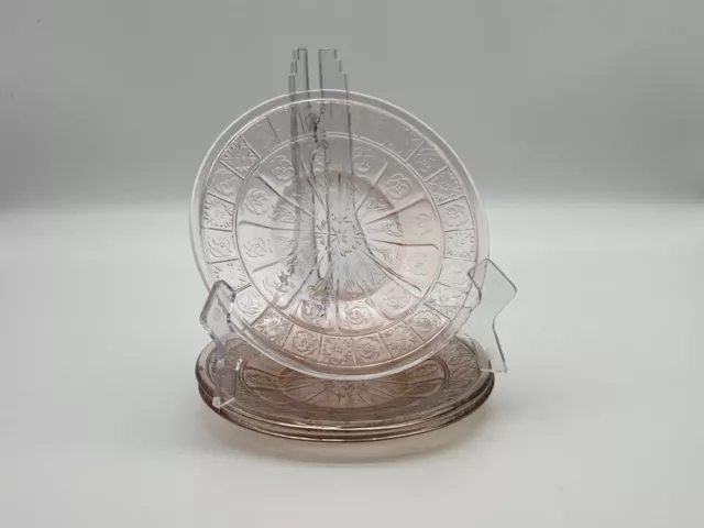 3 Jeannette  Doric & Pansy Pink Child's Depression Glass Plates