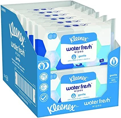 Kleenex Water Fresh Wipes Gentle Sheets, 40 Count - Pack of 12