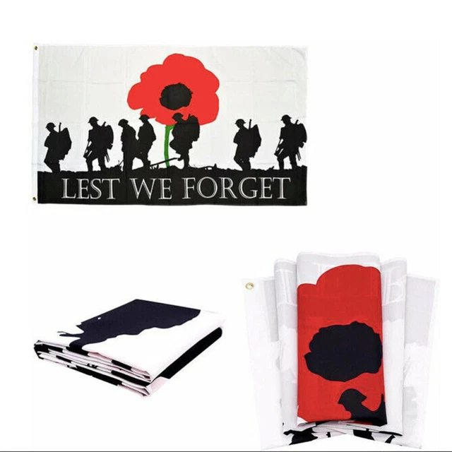 3FT X 5FT Large Lest We Forget Flag Heavy Duty ANZAC Day Poppy 90 X 150 ...