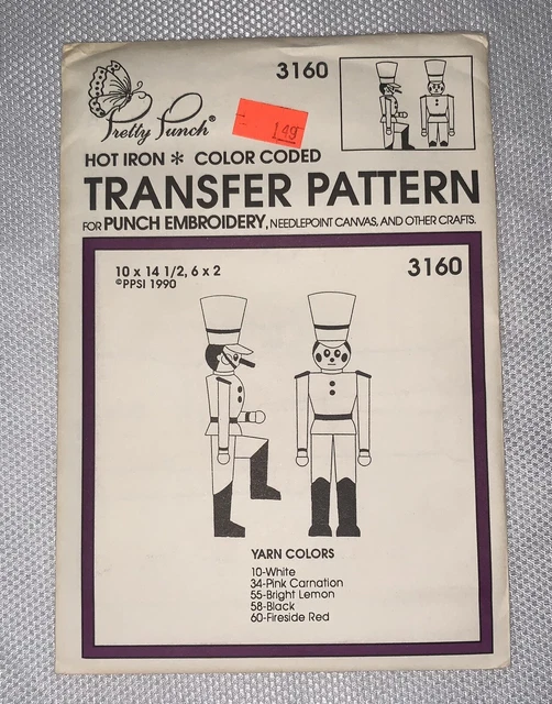 C2 '90 Bonito Punzón Bordado Hierro Código De Color Patrón De Transferencia 3160 Juguete Soldado