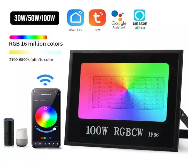 Faretto Smart Rgb Esterno Giardino Ip65 Bluetooth 30W/50W/100W + Telecomando