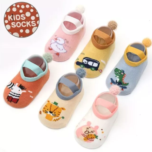 Newborn Cute Baby Toddlers Warm Soft Floor Socks Crib Non-slip Cotton Shoes US