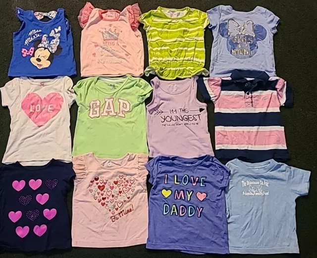 Lot of 12 Girls Size 2T 24M Short Sleeved Shirts Clothes Summer Spring