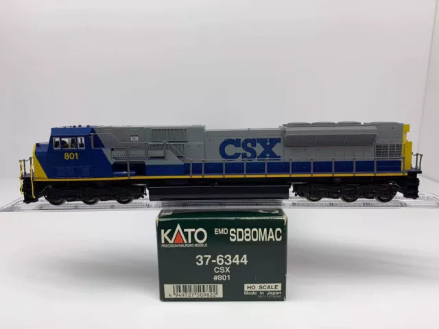 KATO HO Scale #801 CSX #37-6344 EMD SD80MAC Diesel Locomotive