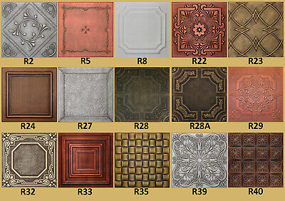 Tin-Look Faux GLUE UP Ceiling Tiles 20x20  Different Colors HAND PAINTED/UNPAINT
