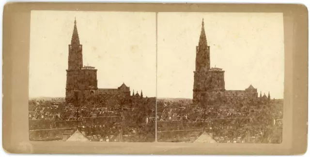 Stereo France, Strasbourg, la cathédrale et les toits de la ville, circa 1870 Vi