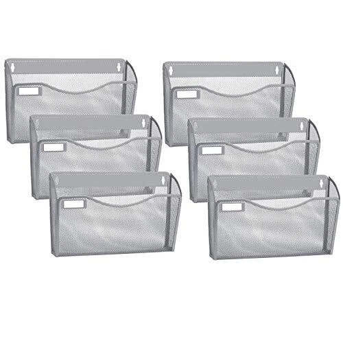 6 Pack Mesh Wall Mounted File Holder Metal Wall File Pocket Organizer