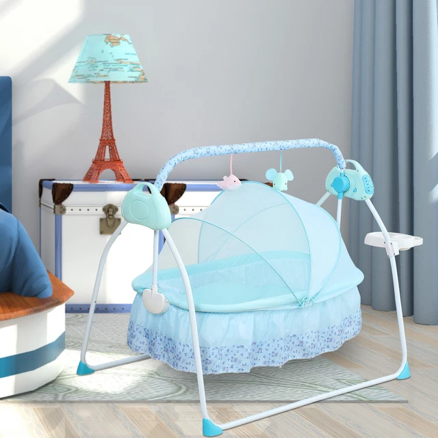 Cuna eléctrica inteligente para bebé cama oscilante automática música Bluetooth + control remoto