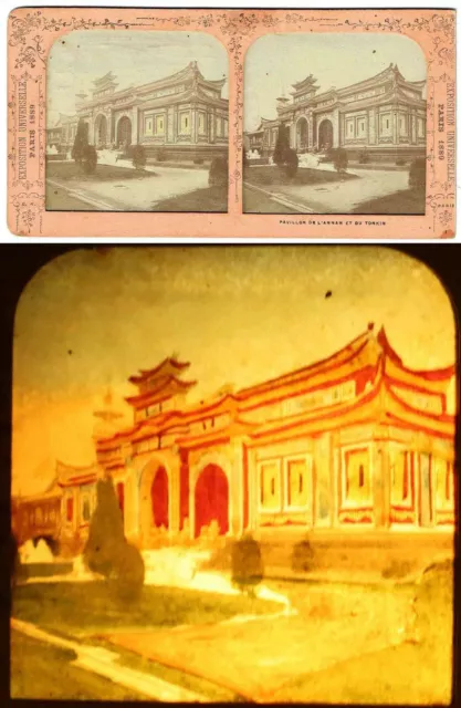 EXPO UNIVERSAL PARIS 1889 / ANNAM TONKIN Polyoramic Stereoscopic View