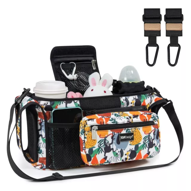 TOPDesign Universal Baby Stroller Organizer Stroller Caddy with Heightened In...