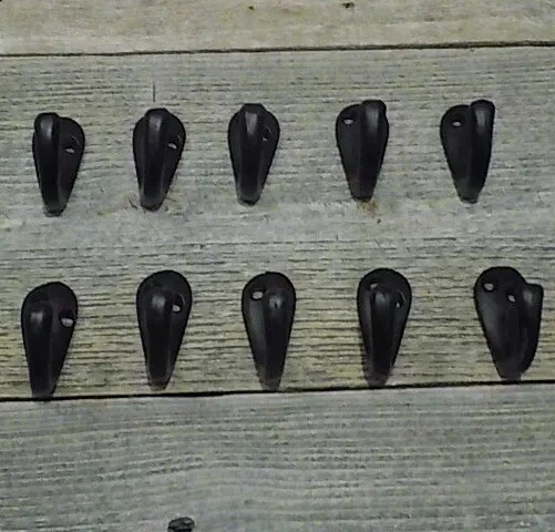 10 Black Coat Hooks Iron Cup Dog Leash Hat Hook Restoration Small Kitchen Bath
