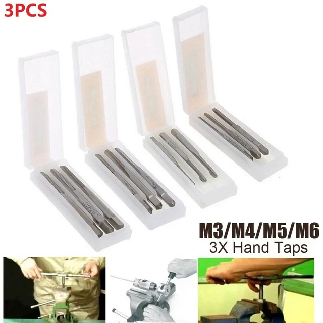 3 Pz HSS Macchina Mano Vite Filo Metrico Spina Rubinetto M3 M4 M5 M6