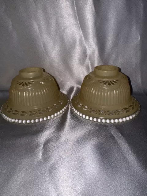 Vintage Pair Glass Vanity Torchiere or Sconce Light Shade Round 5.5" Bell Shape