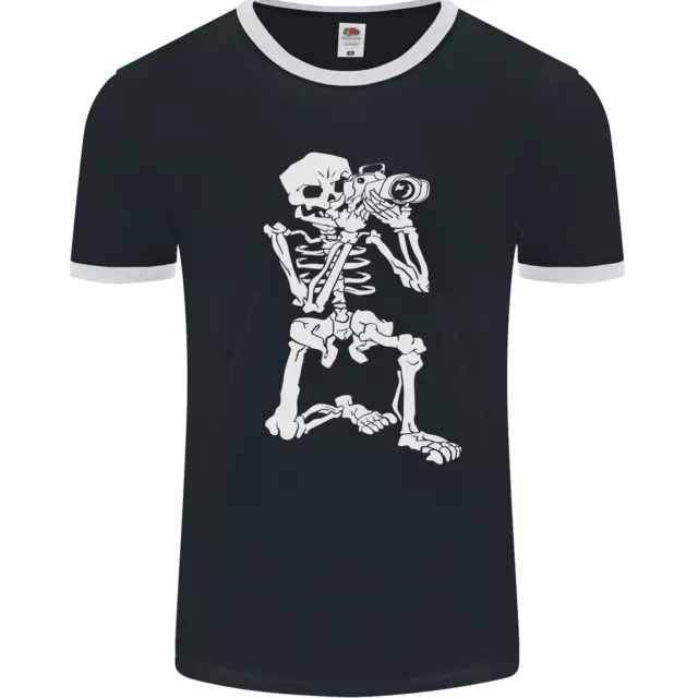 Skeleton Photographer Photography Mens Ringer T-Shirt FotL
