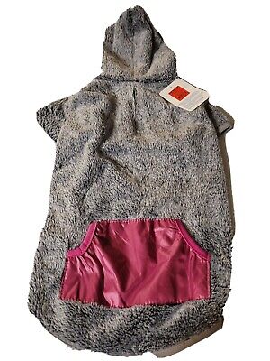 TOP PAW Grey Solid Fleece Hoodie Outerwear For Dogs, Size Large, NWT