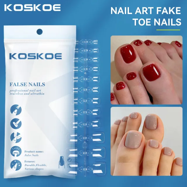 KOSKOE 120PCS Artificial Toe False Tips Nail Art Natural Foot Fake Nail Manicure