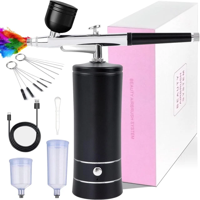 Kit Aérographe Sans Fil Portable Avec Compresseur - Modèle AW-B1 Noir, Neuf