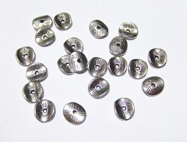 25pz  perline spacer separatori  ovale 9x8mm colore argento tibetano