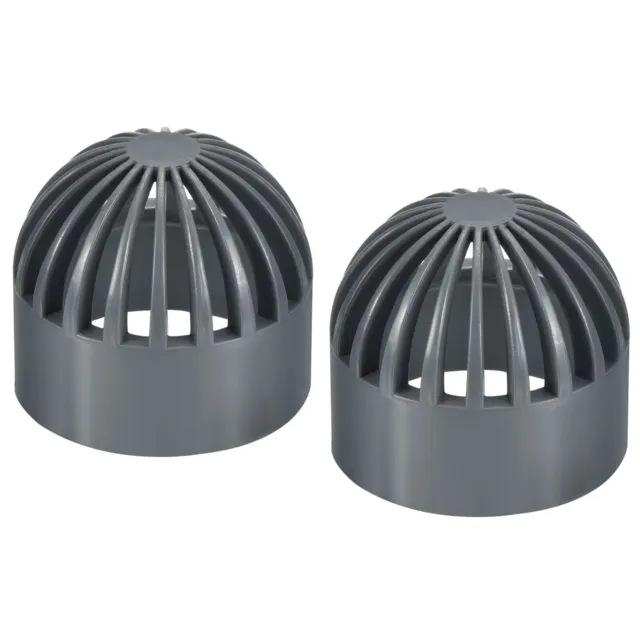 2Pcs 1" Atrium Grate Cover Round Outdoor UPVC Sewer Drain Pipe Fitting Gray