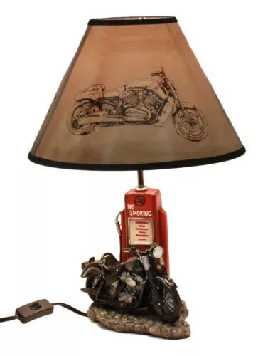 Ebros Old Fashioned Gas Pump Retro Bike Motorcycle Desktop Table Lamp W/ Shade