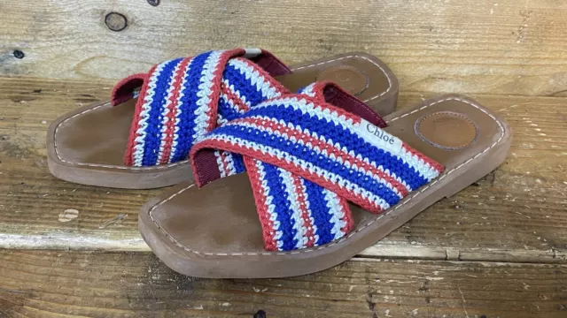 Chloe Woody Slides Multicolor Blue Size 39 EU