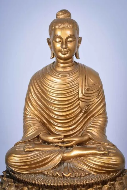 Gilded Burmese Sitting Buddha Carved in Basalt and Wood
