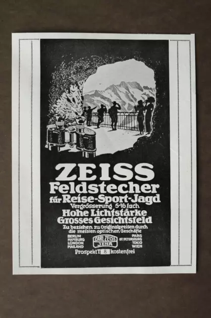 WIZ14a) Reklame Carl Zeiss Jena Feldstecher Fernglas Optik 1914 Werbung 10x13cm