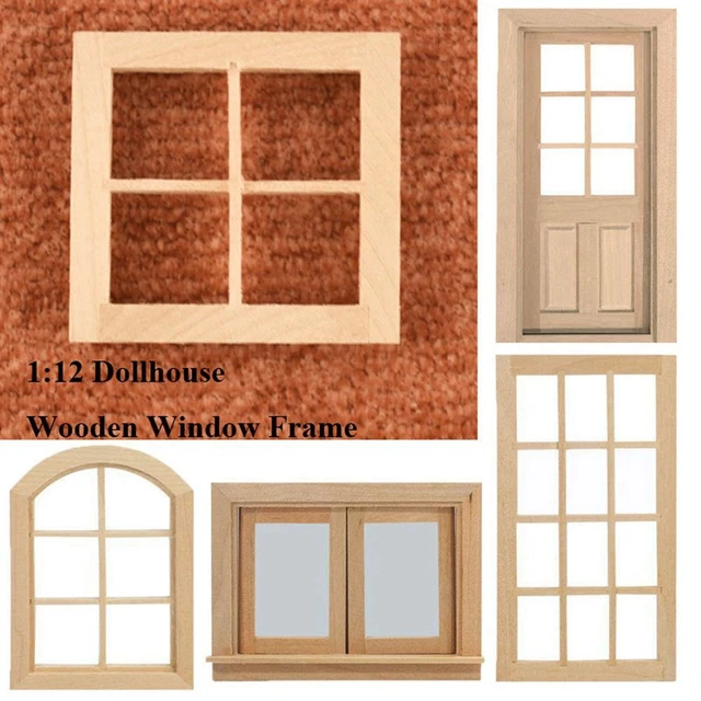 Dollhouse Furniture Glass Plate Doll Furniture Wooden Frame Doll House Window