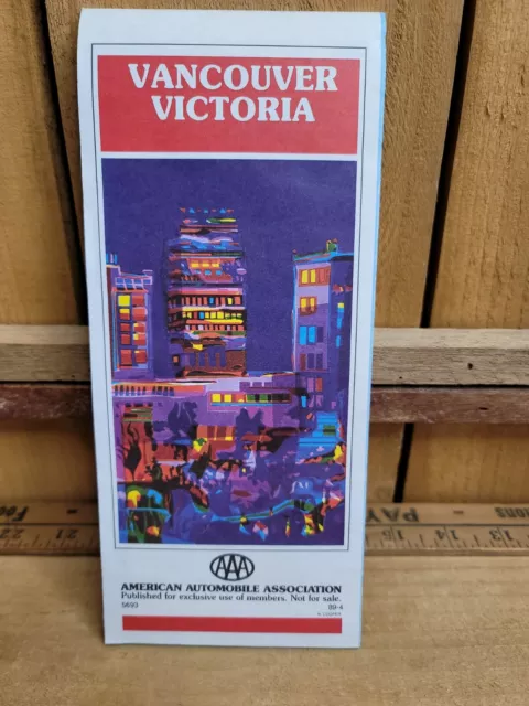 1989 AAA Vancouver Victoria Vintage Street Map