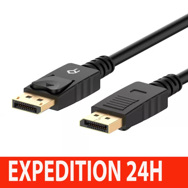 Câble DisplayPort (DP) vers DisplayPort (DP), Résolution 4K, 1,8m, Noir