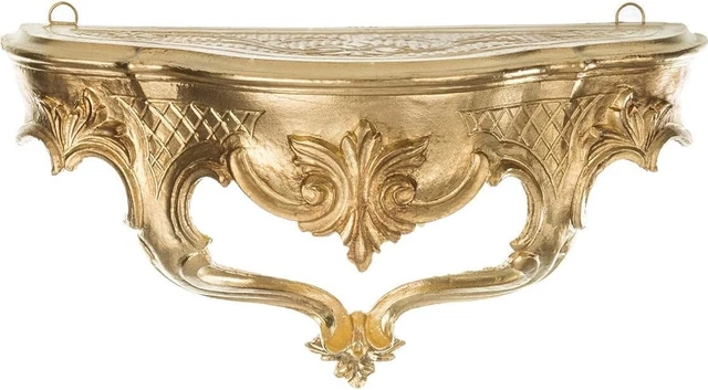 4 X WANDKONSOLE KONSOLE ABLAGE Gold BAROCK REPRO 38x20x15,5 Wandregal