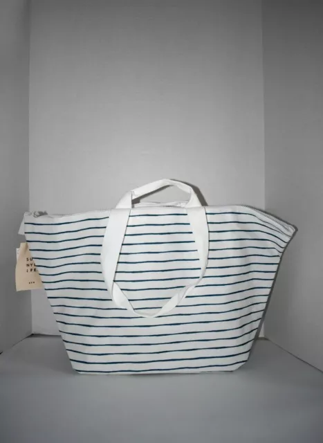 SUNNYLIFE Eco Carry Me Tote in Blue/White Stripe #S10LTONB NWT 3