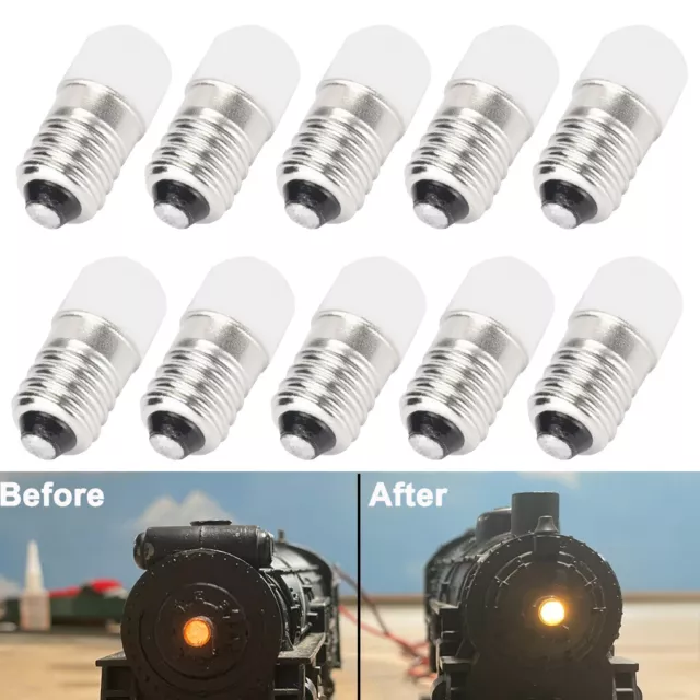 10 Pack of Warm White #1447 18 volt SCREW BASE LED BULBs Light for Lionel Trains